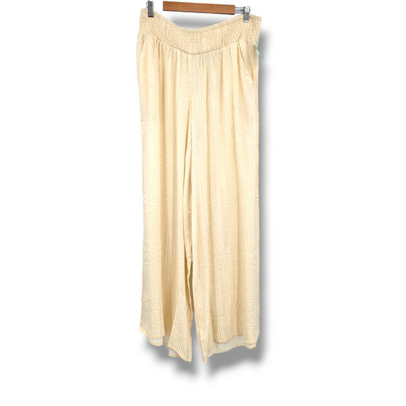 NEW Maurices Women's Aztec Tribal Wide Leg Palazzo Pants Cream Large Short‎ - Picture 1 of 6